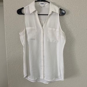 Sleeveless Button Up White Blouse